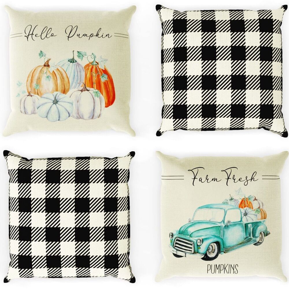 Fall Seasonal Pillow Covers 18 x 18 set of 4